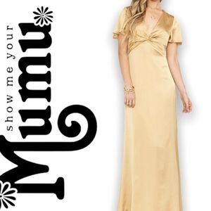 show me your mumu Rome Twist Gown True Gold Luxe